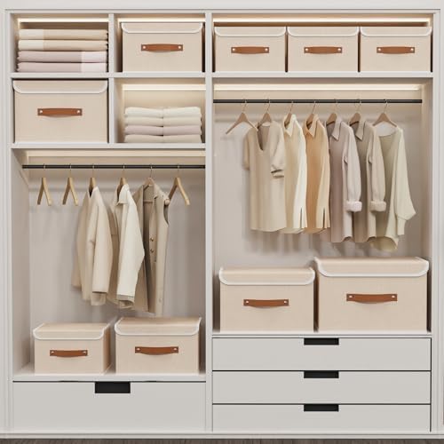 Yawinhe Collapsible Storage Boxes,Beige,10.2x7.9x6.7in,5-Pack - Image 3