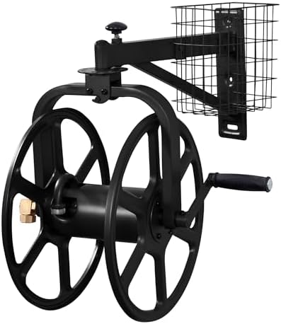 Liberty Garden 712-B Single Arm Navigator Multi-Directional Garden Hose Reel, Holds 125-Feet of, 5/8-Inch, Black by LibertyGardenProducts