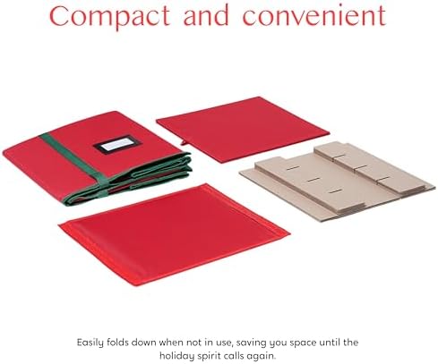 Joiedomi Christmas Ornament Storage Box with Adjustable Divider & Dual Zipper - Christmas Storage Container Store Up to 128 Holiday Ornaments 3 Inch - Holiday Decoration Organizer Two Handles Red - Image 5