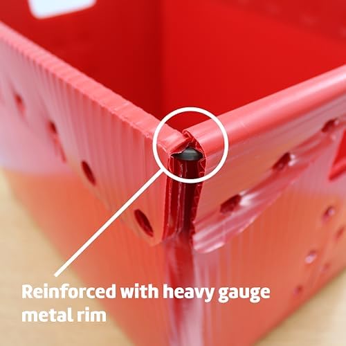 Flipside Products Storage Totes with Lids, Durable Plastic Storage Totes with Reinforced Metal Frame, Red and Green, Organization, Holiday, Christmas, Postal, 2 Pack - Image 2