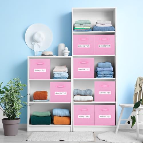 13x13 storage cube bins (Set of 10) Foldable Fabric storage cubes with 10 Labels Window Cards & a Pen,13 inch cube storage bins,Closet Organizers for Shelves,Cubby Organizer Boxes,Light Pink - Image 6