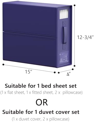 SheetCube Bed Sheet Organizers and Storage 6 Pack, Foldable Linen Closet Organizer with Window and Label, Bedding Folder Storage Box Container for Blanket, Duvet Cover Set, Bed Sheet Set - Navy Blue - Image 6