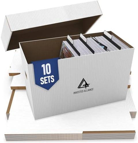 Invested Alliance Premium Short Comic Book Storage Box Organizer with Lid | Thick Cardboard Comic Storage Box For Collectibles Fits 150-175 Current/Silver Age, Heavy Duty & Stackable. by InvestedAlliance