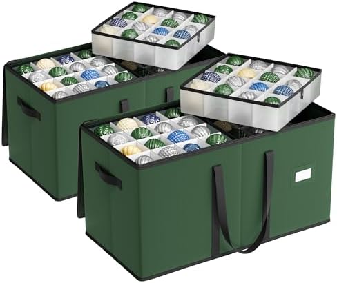 SONGMICS Christmas Ornament Storage Boxes, Set of 2, with 3-Inch 256 Slots by SONGMICSbySONGMICSHOME