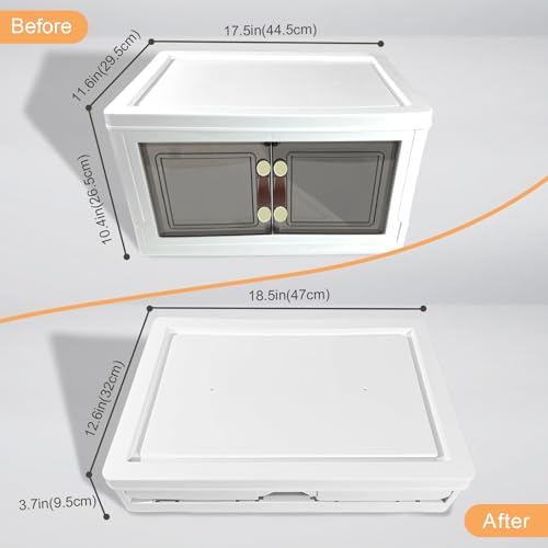 MOONEDGE 35QT/ 140QT Stackable Plastic Storage Bins with Lid & Handles, Foldable Collapsible Closet Organizer with Magnetic Doors and Side Locking for Living Room, Office, Garages (35QT) - Image 4