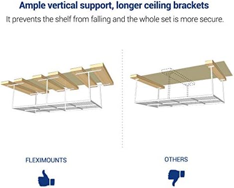 FLEXIMOUNTS 4x8 Overhead Garage Storage Rack with Hooks, 2 Pack, White - Image 4