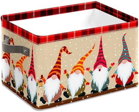 Christmas Foldable Baskets Storage Bins with Handles, Christmas Dwarf Decorative Cloth Organizer Storage Boxes 2 2piece - Image 3