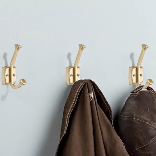 10 Pack 4-3/4 inch Champagne Gold Coat Hooks, Wall Mounted with Screws Suitable for Hanging Keys, Bath Towel, Bags, Hats, etc. Square Zinc Alloy Champagne Bronze mudroom Hooks - Image 4