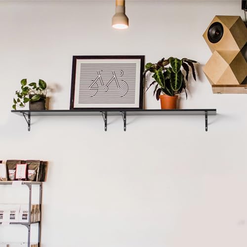Kaboon 36 inch Long 10 inch Deep Floating Shelves for Wall Set of 2, Large Open Shelves Wall Mounted, Space Saving Home and Commercial Use, Cloud Atlas/Black Marble - Image 6
