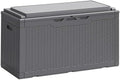 Greesum 100 Gallon Resin Deck Box Large Outdoor Storage Boxes with Cushions for Garden Tools, Patio Furniture Pillows, Pool Supplies, Gray by BuynowfromGreesum