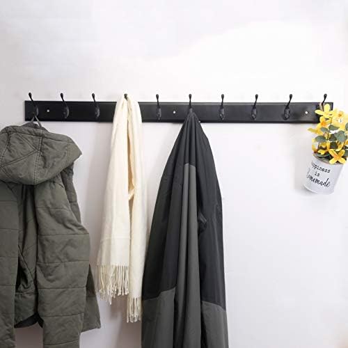 Dseap Coat Rack Wall Mounted: 10-Hooks, 16" Hole to Hole, 38-1/4" Long, Wood Coat Hooks Wall Mounted, Hook Rack, Hook Rail, Hooks for Hanging Coats, Black - Image 4