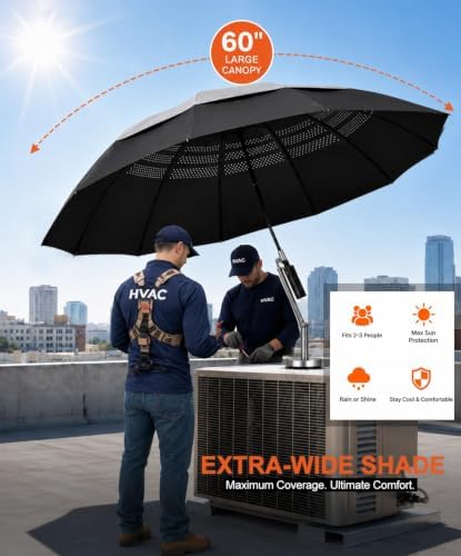 Hvac Umbrella with Magnetic Base & Clamp, Outdoor Work Umbrella - Image 4