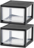 IRIS USA 6 Pack Plastic Drawer Storage Organizer, Stackable Unit with Sliding Drawers for Kitchen, Bathroom, Bedroom, Office, 14.5 Quart, Black by IRISUSA