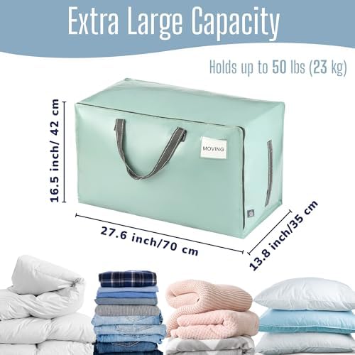 VENO 8 Pack Extra Large Heavy Duty Moving Bags with Wide Opening & Reinforced Handles, Reusable Storage Tote Bags with Strong Zippers for Clothes, College Dorm Essentials & Moving Supplies - Image 4