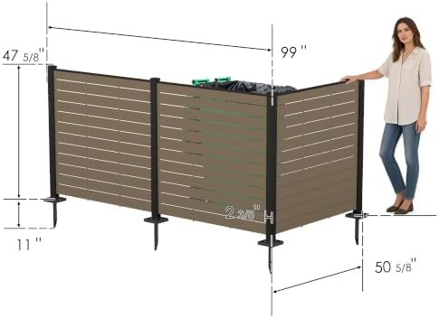 Kozyard 50" W x 48" H Outdoor Privacy Screen with Aluminum Posts, Air Conditioner Fence Panels, Pool Equipment Enclosure, Trash Can Screen Fence Kit for Outside Backyard Patio, Taupe, 3 Panels - Image 7