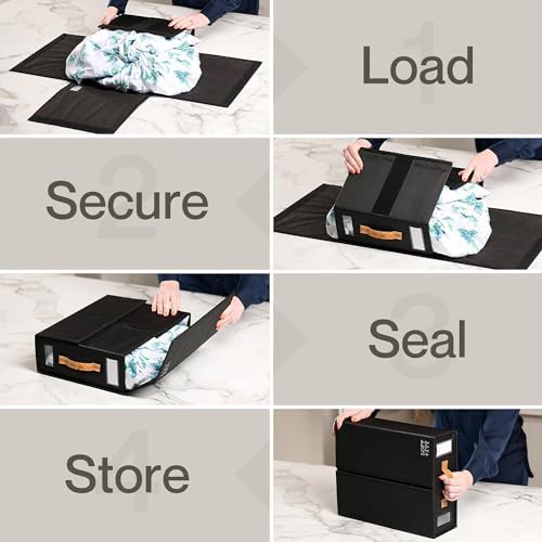 LOFT + IVY Sheet Organizers and Storage – Bed Sheet Holders Box for Linen Closet, Foldable Bedding Storage with Handles, Label Slot, Closure - Image 6