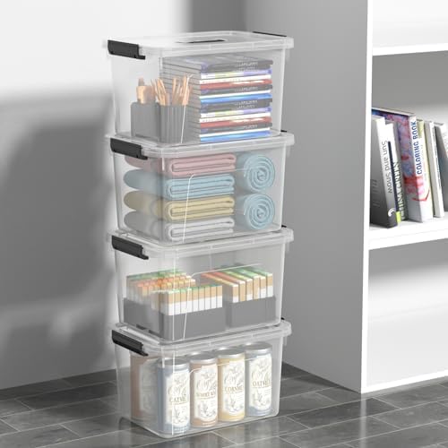 12 Quart Plastic Storage Bins with Lids, Plastic Storage Latch Box with Handle, 6 Packs - Image 6
