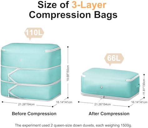 Comforter Storage Bag - Large Capacity Blanket Storage Bags 3-Layer Ultra Space Saving Self Compression Organizer, Washable Compression Bags for Storage Comforter Blanket, 4-Pack, Blue - Image 2