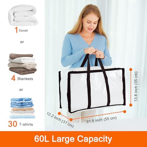 Vieshful 5 Pack Clear Clothes Storage Bags with Zipper 60L - Image 2