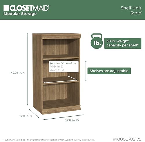 ClosetMaid Modular Storage Stackable 3-Shelf Unit, Sand - Image 3