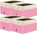 BALEINE 4 Pack Fabric Closet Storage Bins for Shelves, Linen Closet Organizers and Storage, Decorative Baskets for Organizing, Shelf, Clothes, Home, Office (Pink, 17''x13''x10.5'') by BALEINE