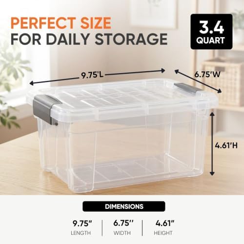 Superio 3.4 Quart Clear Plastic Storage Boxes with Lids, Stackable Organizer Containers, BPA-Free Storage Bins for Home, Office, School & Dorm, 4 Pack - Image 3