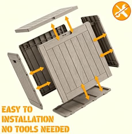 32 Gal Outdoor Storage Box Waterproof Lockable,Deck Box,Medium Gray - Image 5