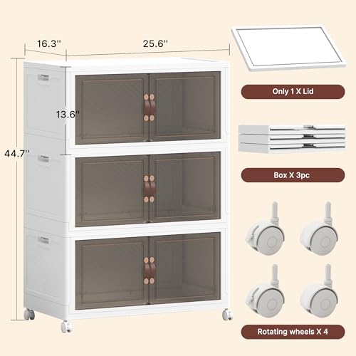 588QT Extra Large Stackable Storage Bins with Lids & Wheels & Door, - Image 2