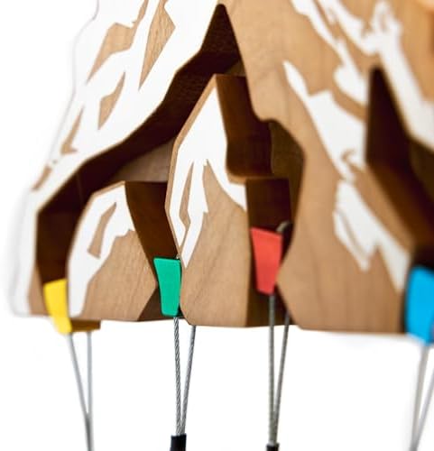 Cherry Wood Key Holder for Wall - Mountain Design, 4 Hooks, Decorative - Image 5