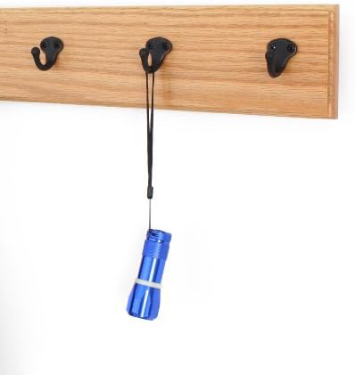 PegandRail Oak Wall Mounted Coat Rack with Aged Bronze Singular Style Hooks 4.5" Ultra Wide (Natural, 15" x 4.5" with 3 Hooks) - Image 2