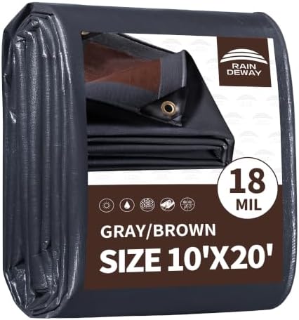 RAINDEWAY 10x20 Feet 18Mil Super Heavy Duty Tarp Waterproof Tarps Cover by RAINDEWAY