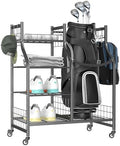 WALMANN Garage Golf Bag Stand, Large Golf Bag Storage with Golfing Accessories Storage Shelves Rolling Golf Bags Organizer by WALMANN