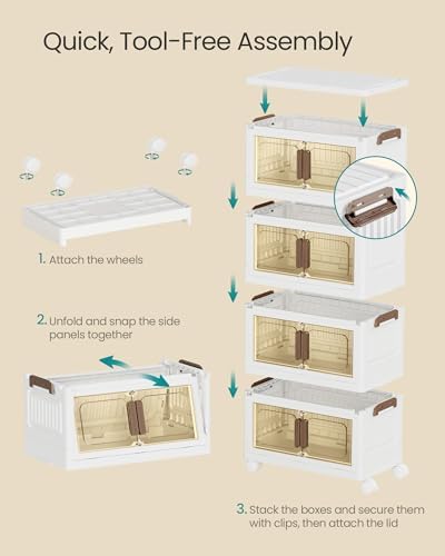 SONGMICS 26QT stackable storage bins with 1 Lid, 4-Tier Foldable Bins - Image 4