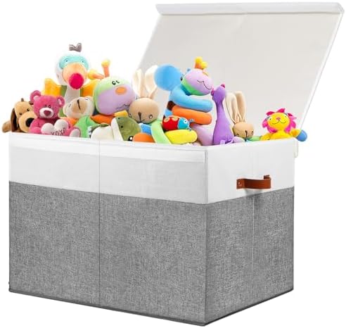 Large Toy Storage Box with Lid, Toy Chest Bin Boxes Basket with Dividers by Gowee