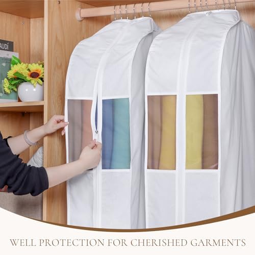 Univivi 50 Inch Cotton Hanging Garment Bags for Storage 2 Pack, White - Image 5