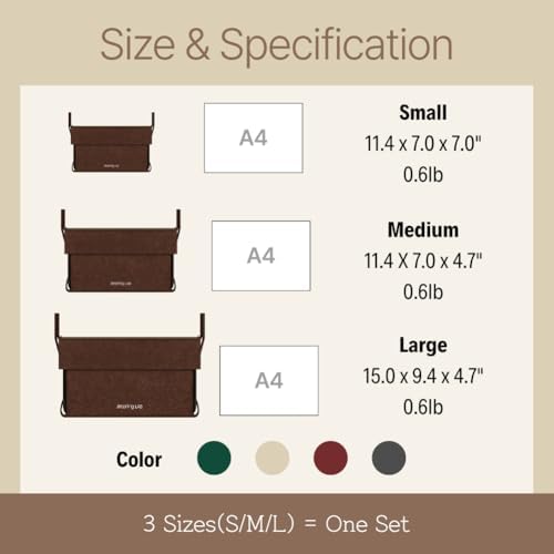 meaningLAB 3 Assorted Sizes Collapsible Felt Storage Box - 2in1 Function with Lid - Versatile Felt Storage Bins for Closet, Cube Organizer, Makeup & Basket (Brown) - Image 6
