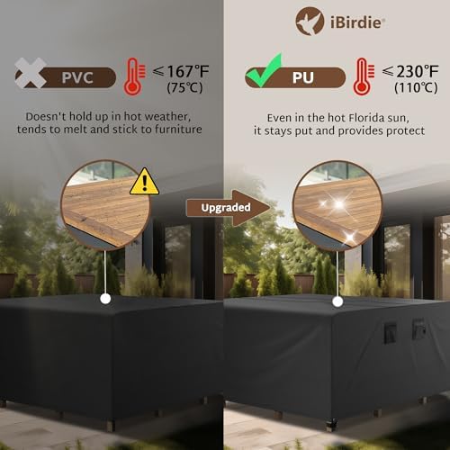 iBirdie Outdoor Table Patio Furniture Cover 100 x 100 inch, Waterproof - Image 3