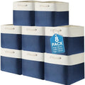 meekoo 8 Pack Fabric Storage Bins Baskets, 12 x 12 x 12 in, Blue White by meekoo