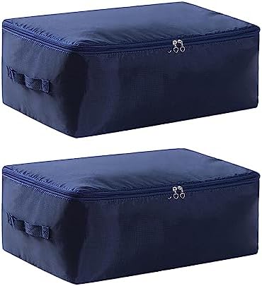 2 Pack 36L Underbed Storage Bags, Large Clothes Storage Bag with Zips & Handles, Foldable Waterproof Organizer, Clothes Moving Bag for Blanket Comforter Clothing Bedding by ALEOHALTER