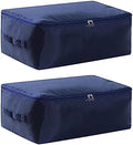 2 Pack 36L Underbed Storage Bags, Large Clothes Storage Bag with Zips & Handles, Foldable Waterproof Organizer, Clothes Moving Bag for Blanket Comforter Clothing Bedding by ALEOHALTER