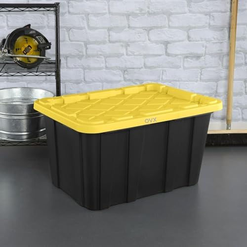 6-Pack Industrial Tote, 27 Gallon Stackable Plastic Storage Bins with Lids - Image 7