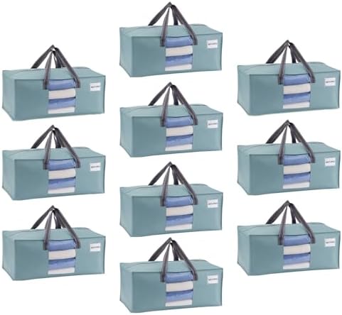 VENO Heavy Duty Moving Bags, Storage Bags, Clear Window, Light Blue,10 Pack by Veno