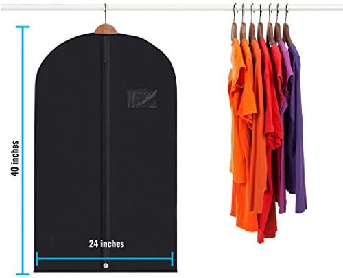 Plixio Garment Bags Suit Bag for Travel and Clothing Storage of Dresses, Dress Shirts, Coats— Includes Zipper and Transparent Window (Black - 20 pack: 40") - Image 4