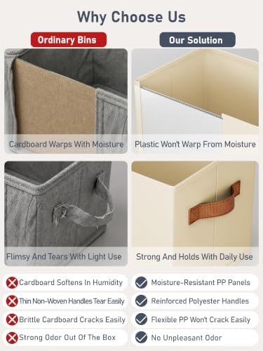 10 Pack Large Closet Storage Baskets Bins for Shelves, Collapsible Fabric Closet Organizers and Storage with Polyester Handles, Decorative Baskets for Organizing Clothes, Towels, Linen Closet 14"x10" - Image 4