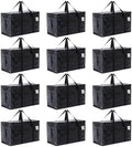 Moving Bags Heavy Duty Extra Large, Moving Boxes, Moving Supplies Essentials, Blue Storage Bins with Lids, Plastic Packing Totes, Storage Bags for Clothes with Handles & Zippers(Black, 12 Pack) by Unknown