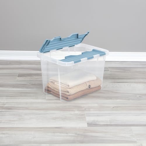 Sterilite Hinged Lid Storage Box, Plastic Container, 30 Quart, 6-Pack - Image 4
