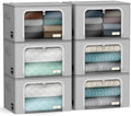 Sorbus Clothing Storage Bins with Clear Window, Metal Frame (6 Pack, Gray) by Sorbus