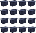 Sterilite 16-Pack Storage Bins with Lids, Heavy Duty Totes, Tuff1, 30 Gallon, Dark Indigo by Sterilite