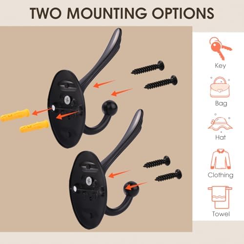 BOZWELL Matte Black Towel Hook Heavy Duty Wall Hooks Hanger Coat Hook Robe Hook Bathroom Wall for Livingroom Bedroom Kitchen Closet 6 Pack YG03 - Image 2