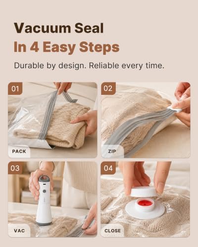 Vacbird Vacuum Seal Bags for Clothing, 20 Pack Vacuum Storage Bags with Rechargeable Cordless Air Pump(5J+5L+5M+5S), Space Saver Bags for Clothes Blanket Duvets Pillows Comforters Travel - Image 5